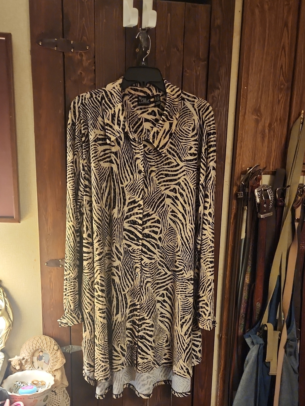 Women with Control Black and Cream Zebra Print Blouse